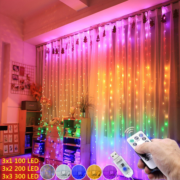 3x1m 3x2m 3x3m Curtain Fairy Lights String Light 8 Modes With Remote