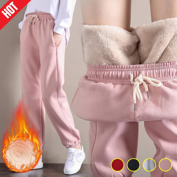 New Winter Women Warm Pants Plush Lined Drawstring Sweatpants Ladies Sport  Pants Soft and Comfortable Casual Trousers Harem Pants