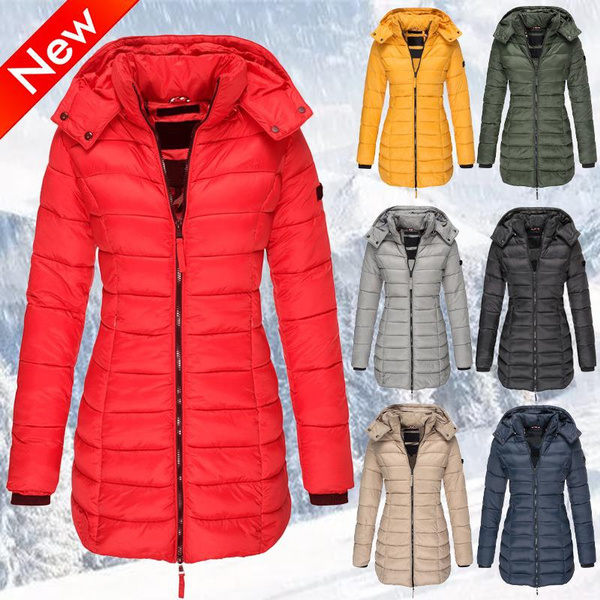 Fashion Women Warm Winter Coats Solid Colors Down Jackets Lightweight  Bubble Coats Casual Ladies Long Coats Plus Size XS-5XL