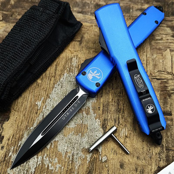 New UTX85 OTF Automatic Knife Blue T66061 Aluminum AUTO OTF Double Action Spring Assisted