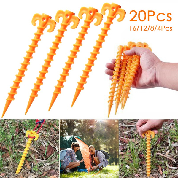 thumbnail image 2 of BTB 12-Pack Durable 9" Plastic Tent Pegs – Nylon Stakes For Camping (Black/Green) 2 of 6