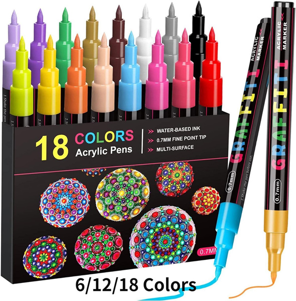 Acrylic Paint Pens,Emooqi 6/12/18 Colors Acrylic Paint Markers Marker