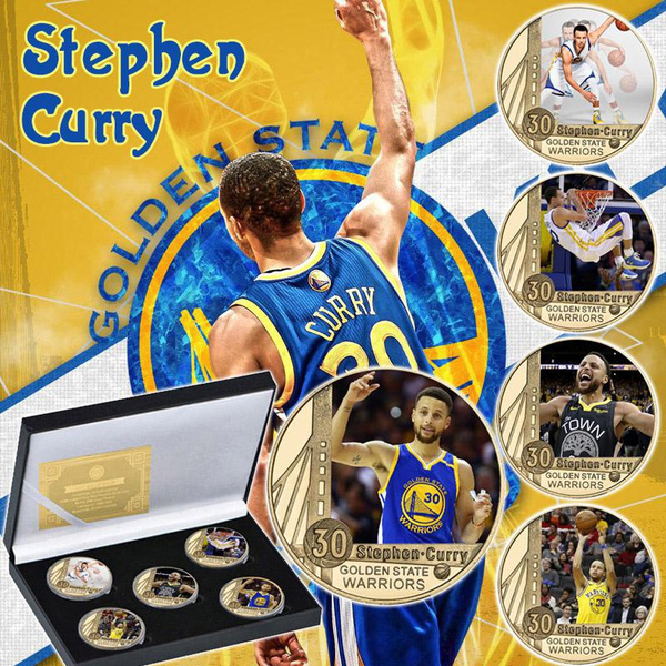 1-5PCS Stephen Curry Gold Plated Commemorative Coins Set Basketball ...