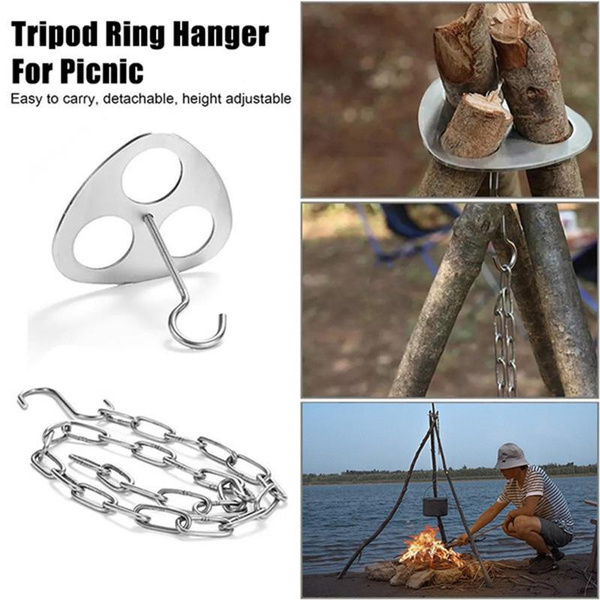 Outdoor Barbecue Tripod Hanging Rack，Portable and Detachable Grill