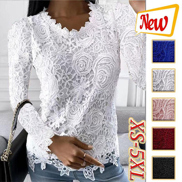 fashion-women-s-lace-hollow-out-blouses-tops-solid-color-comfortable