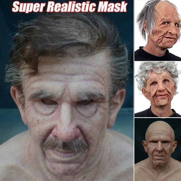Halloween Party Horror Mask Spoof Mask Old Man Mask Moving Mouth