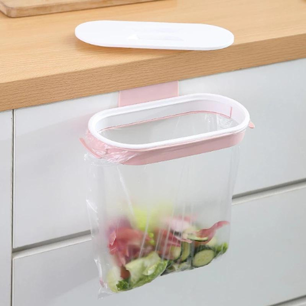 1PC Garbage Bag Holder with Lid Kitchen Door Basket Hanging