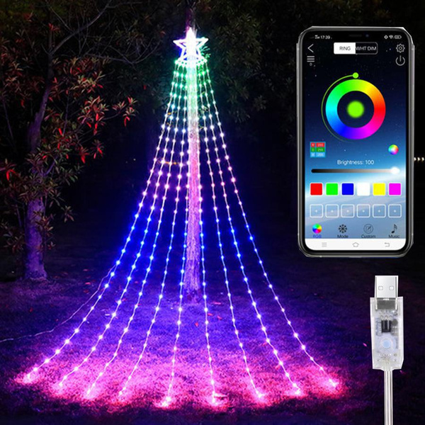 2022 New 350LED Smart Christmas Tree String Light USB Light with Star