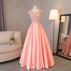 pink, gowns, neck dress, 蕾絲