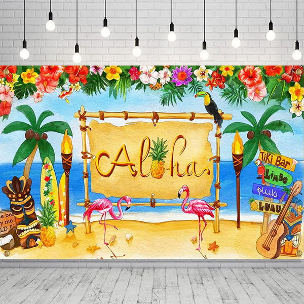 Hawaiian Aloha Banner Luau Party Decorations Summer Hawaiian Luau Beach ...