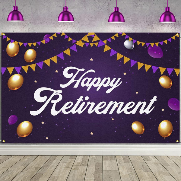 Happy Retirement Party Backdrop Purple and Gold Congrats Retire Party ...