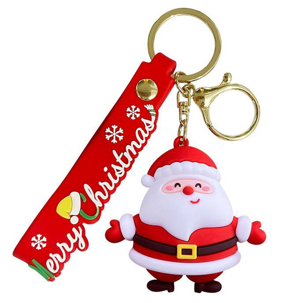 Christmas Cartoon Keychain, Santa Claus Keyring Cute Merry Christmas Keyring Couple Keychain Bag