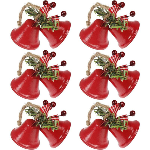 Christmas Tree Bell Ornaments With Holly Berries ,holiday Party Favor  Jingle Bell Ornaments For Crafts Generic