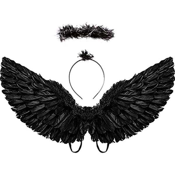 Black Angel Wings And Halo Adults