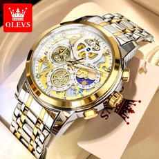 Chronograph, golden, Stainless Steel, gold