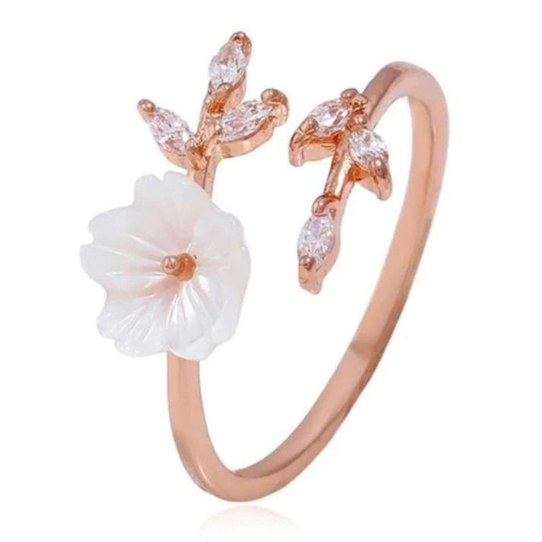 Trendy Rose Gold Open Flower Rings for Women Daily Casual Accessorise