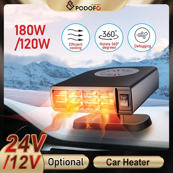 PODOFO Portable 12V/24V Car Heater Fan Anti-Fog Car Fan Windshield