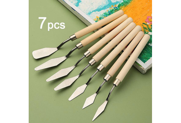 7Pcs/Set Stainless Steel Oil Painting Knives Artist Crafts Spatula Palette  Knife Oil Painting Mixing Knife Scraper Art Tools