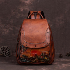 highcapacity, leather, Backpacks, female bag