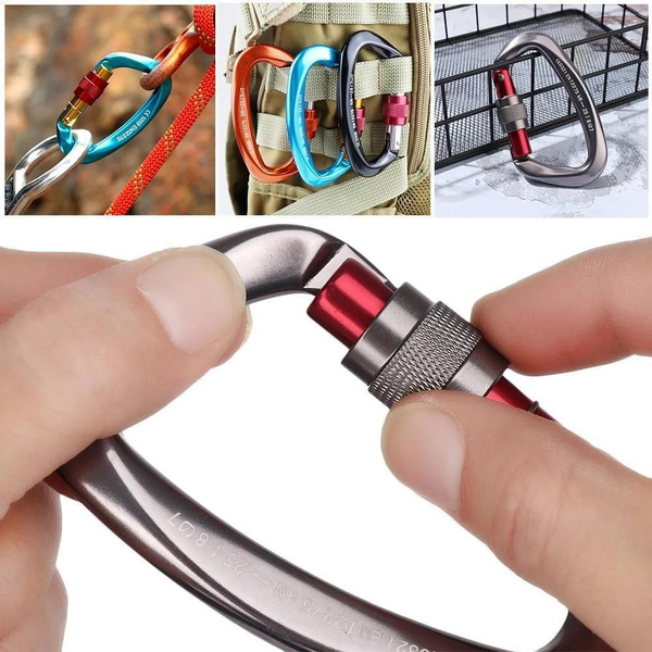 25KN Carabiner Screw Locking Hook for Rock Tree Climbing Rappel Rescue ...