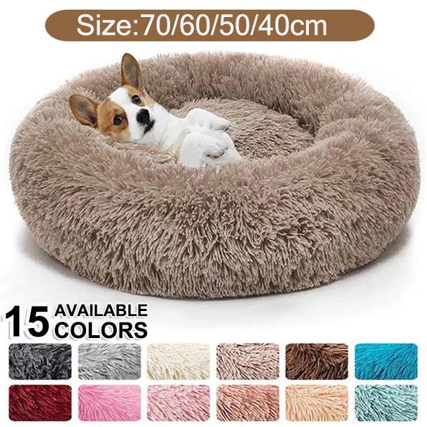 15Colors Soft Long Plush Dog Cushion Bed Super Soft Fluffy Dog Bed for ...