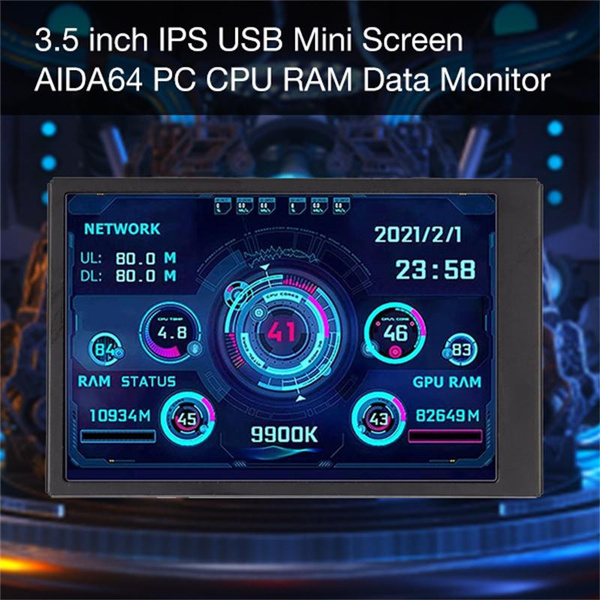 3.5 Inch IPS USB Mini Screen For PC CPU Monitor, CPU RAM HDD Data ...