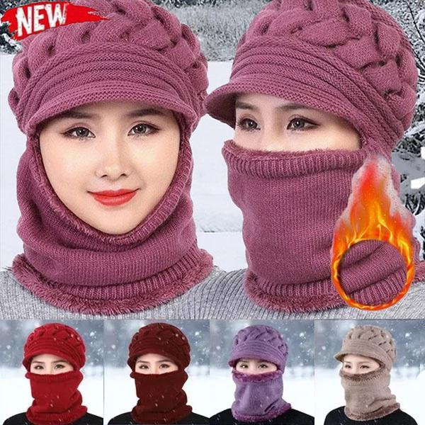 Winter women warm woolen velvet beanie thickening warm windproof