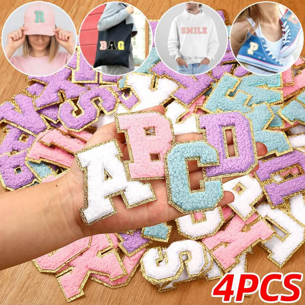 4pcs Diy Alphabet Embroidery Patch For Clothes, Bags, Apparel Sew