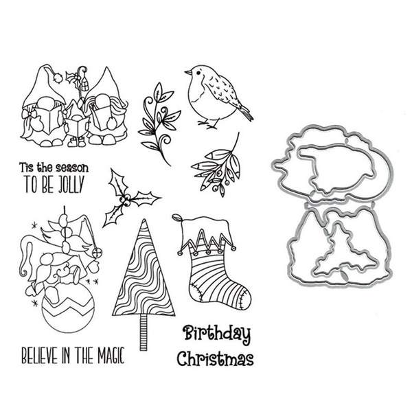 Santa Claus Merry Christmas Stamp and Dies Set Scrapbooking Card Making ...