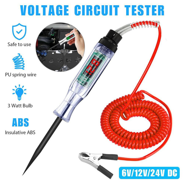 6/12/24V Car Circuit Tester Pen Retractable Spring Wire Digital