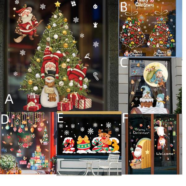 2023 Christmas Window Decoration Decal Snow Glass Decal Wall Decal ...