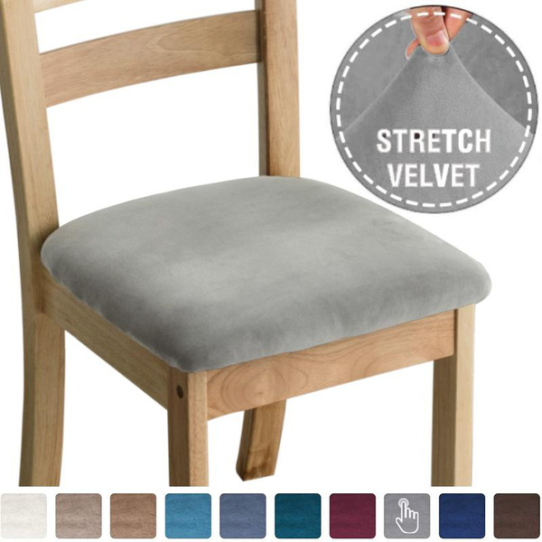 High Stretch Soft Velvet Dining Room Upholstered Chair Cushion Covers