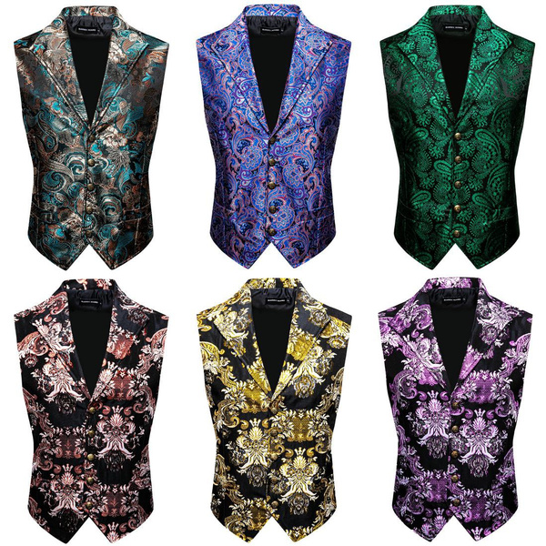 Barry.Wang Men Suit Vest Victorian Design Gorgeously Floral/Paisley ...