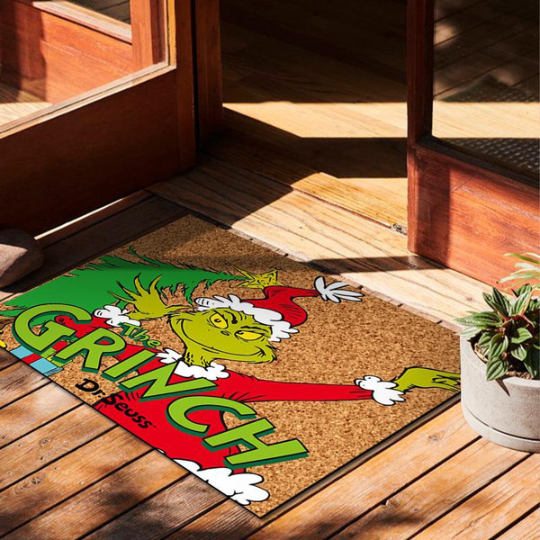 The Grinch Christmas Doormat Rubber Entrance Rug Small Front Door Dust ...