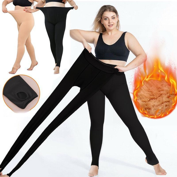 Plus Size Thermal Leggings Women's Opaque Fleece Lined Bodysuit Warm