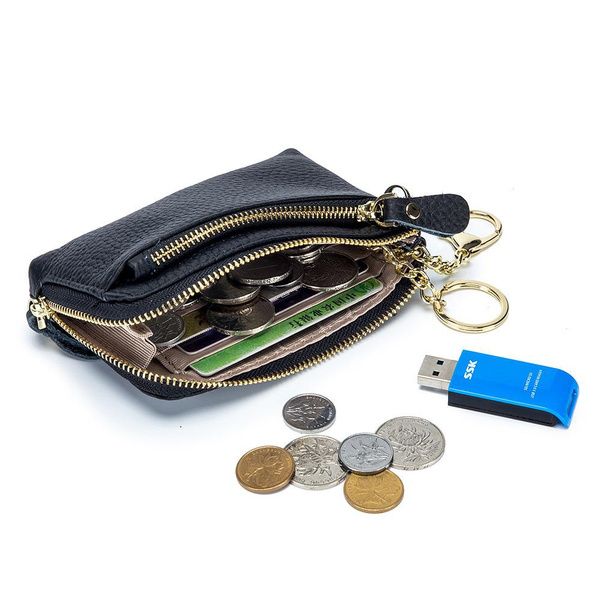 ISuperb Genuine Leather Double Zipper Clutch Wallet For Women – Large Capacity Card Holder With Coin Purse, Black