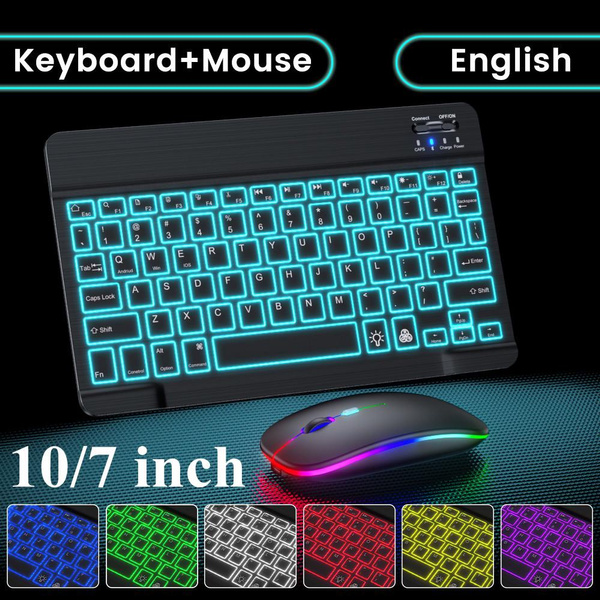 10/7 inch Mini Wireless 7 Color/ No Color Backlit Keyboard & Mouse