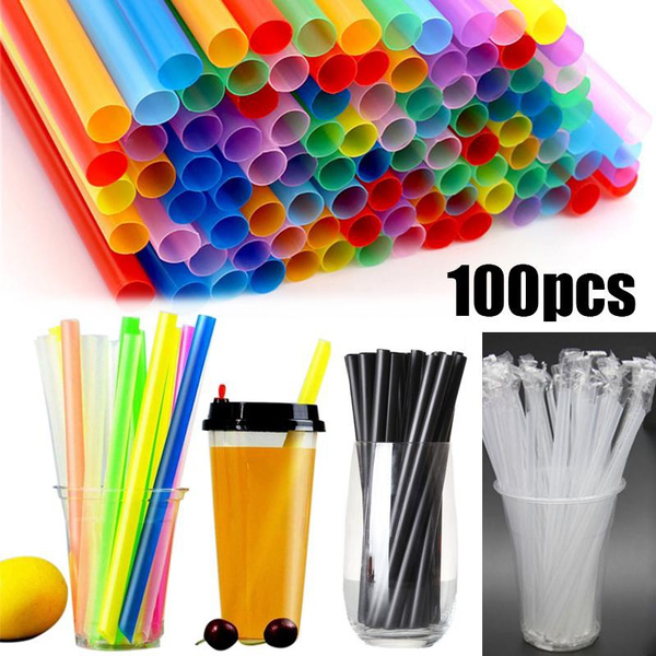 100pcs Multicolor Disposable Plastic Straw Individually Wrapped Bubble Boba  Milk Tea Smoothie Thick Straws Bar Drink Accessories