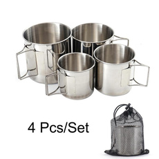 Steel, 4pcsset, campingfoldablepot, campingcupset