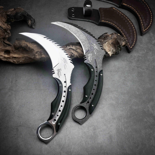 CSGO Tactical Hunting Karambit Knife High Hardness Glochis Blade G10 ...
