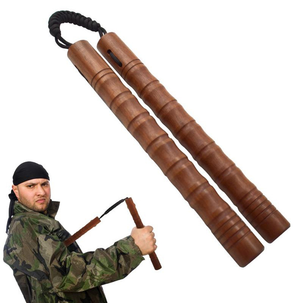 Bamboo Section Solid Wood Nunchaku Wooden Performance with Rope