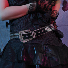 Leather belt, punk style, Cowgirl, Rhinestone