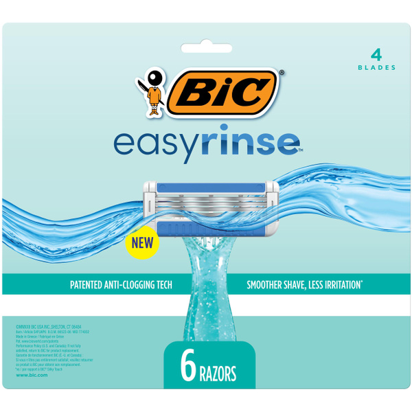 BIC EasyRinse Anti-Clogging Women's Disposable Razors for a Smoother ...