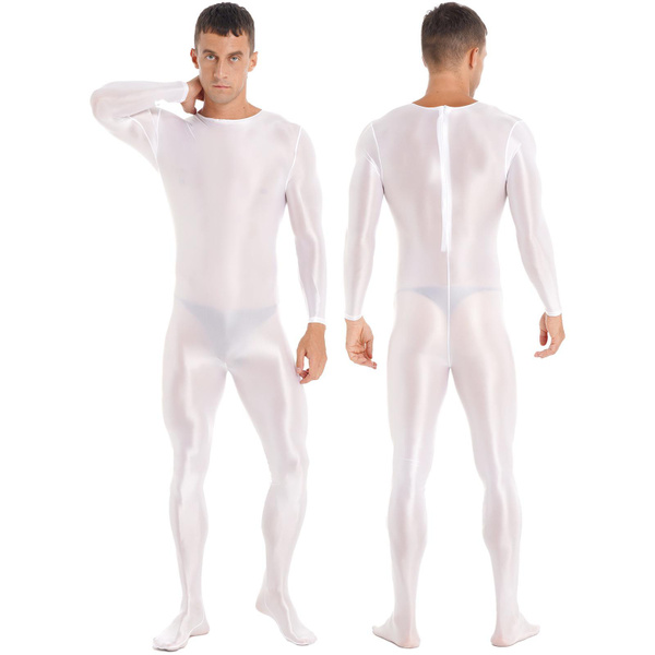 Mens Nylon Glossy Building Bodystocking Long Sleeve Jumpsuits | Wish