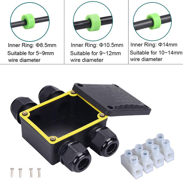 Outdoor Waterproof IP68 Junction Box – 3-Way Plug Connector, Cable Range 4-14mm (2 PCS)