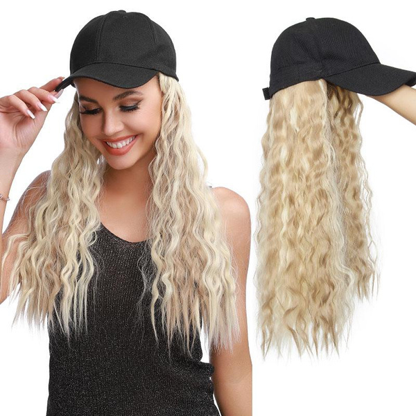 18inch Hat With Yaki Hair Baseball Cap With Hair Kinky Straight Hat Wig