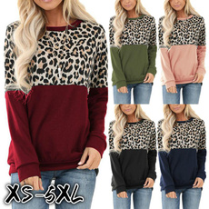 Loose, Cotton T Shirt, Women Blouse, leopard print
