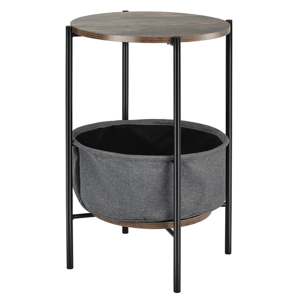 Costway Industrial Round End Side Table Sofa Coffee Table w/ Storage