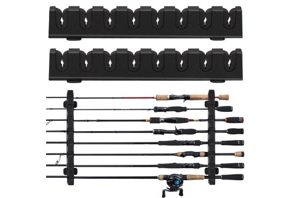 THKFISH Fishing Rod Rack Fishing Rod Holders Wall Mount Vertical/Horizontal  Fishing Pole Holders for Garage Room, Boats Store 6/8 Fishing Rod Combos  1pair