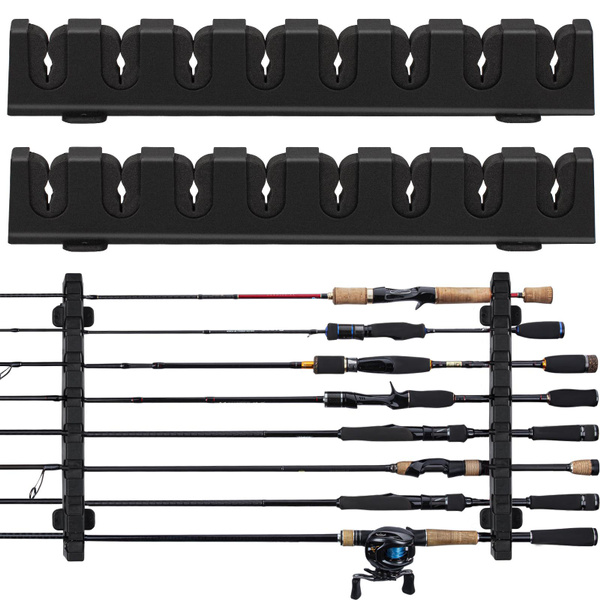 THKFISH Fishing Rod Rack Fishing Rod Holders Wall Mount Vertical/Horizontal  Fishing Pole Holders for Garage Room, Boats Store 6/8 Fishing Rod Combos  1pair